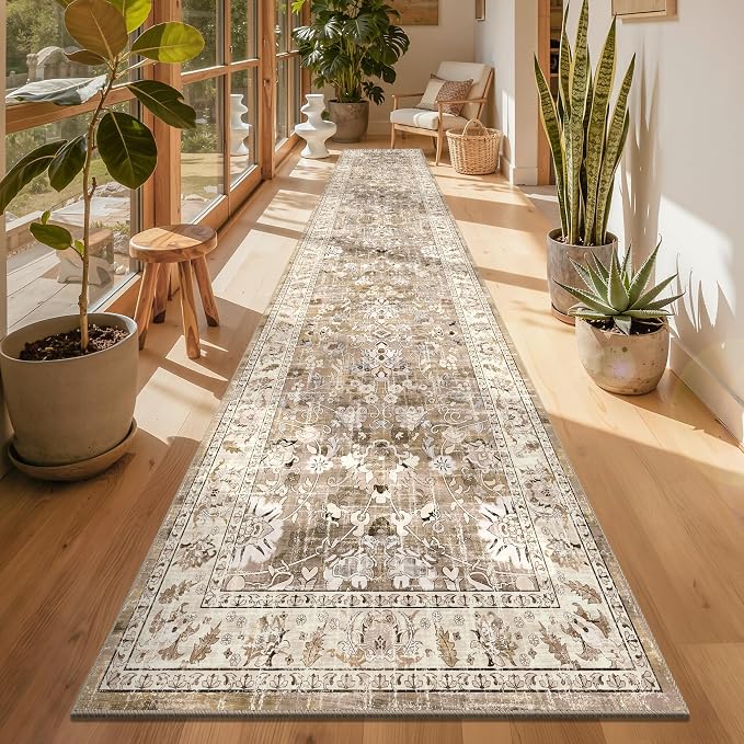 LOKHOM Washable Runner Rug, 3x14 Non-Slip Vintage Kitchen Runner Rug by LOKHOM