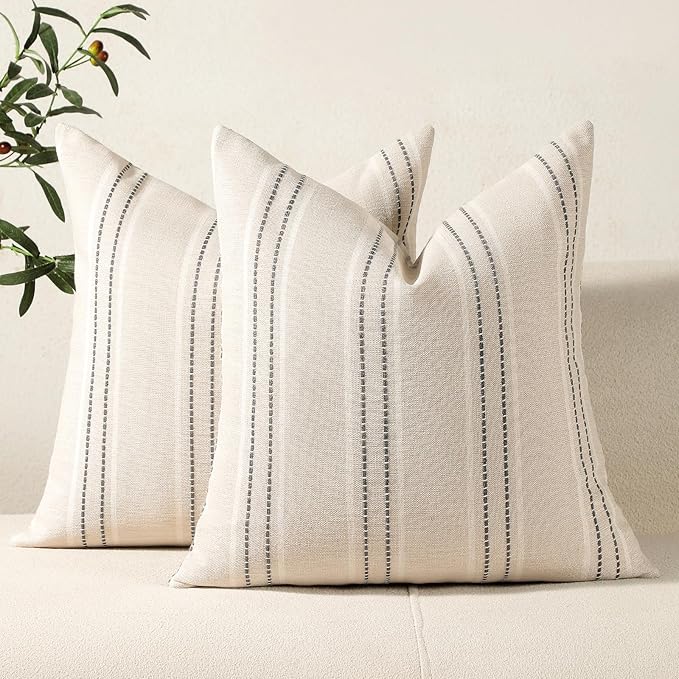 Hckot Hand Made Throw Pillow Covers 16x16 Set of 2 Striped Pillow Covers by Hckot