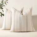 Hckot Throw Pillow Covers 20x20 Set of 2 Striped Pillow Covers Textured Linen by Hckot