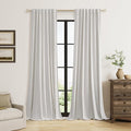 Guken Natural 100% Blackout Curtains 112 Inch Length 2 Panels Set Neutral Linen by Guken