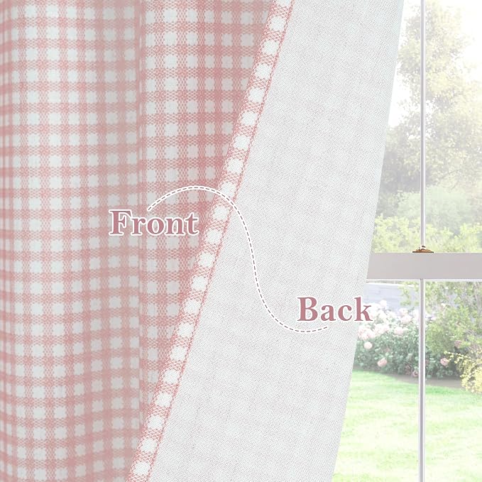 RYB HOME Kithen Curtains Rustic Plaid Cafe Valance, Classic Short Checkered - Image 7