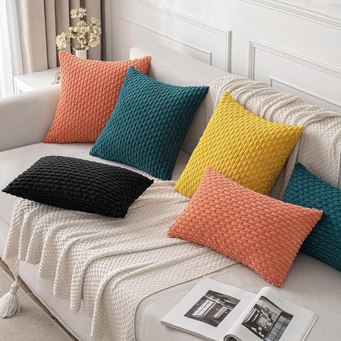 MIULEE Pack of 2 Decorative Throw Pillow Covers 18x18 Inch Soft Boho Striped - Image 5