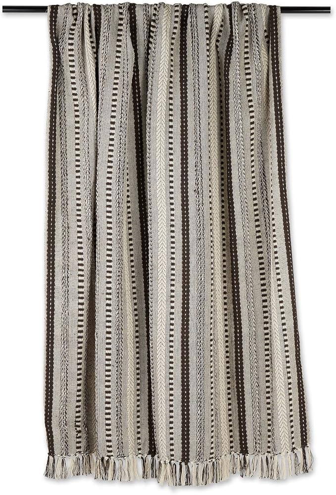 DII Braided Striped Decorative Throw Blanket, Dark Brown - Image 2