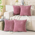 Set of 4 Pink Decorative Throw Pillow Covers 16x16 Inch Corduroy Pillow Covers by Cozoomy