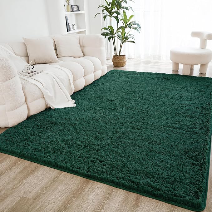 Litanika 8x10 Shag Area Rug for Living Room Bedroom, Emerald Dark Green High by Litanika