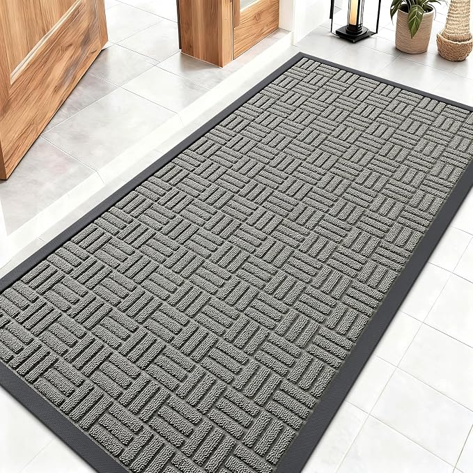 OLANLY Front Door Mat Outside Entrance 47x23, Heavy Duty Sturdy Natural Rubber by OLANLY