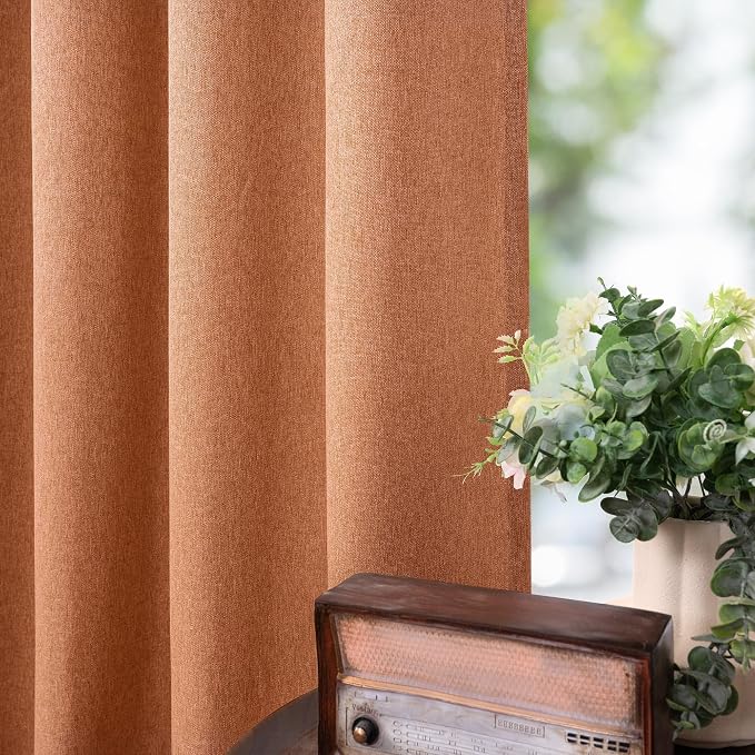 BGment Burnt Orange Linen Curtains - Image 9