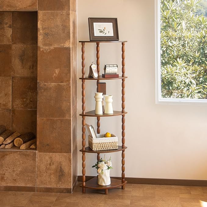 MaxSmeo Corner Shelf, 5-Tier Corner Bookshelf - Image 2
