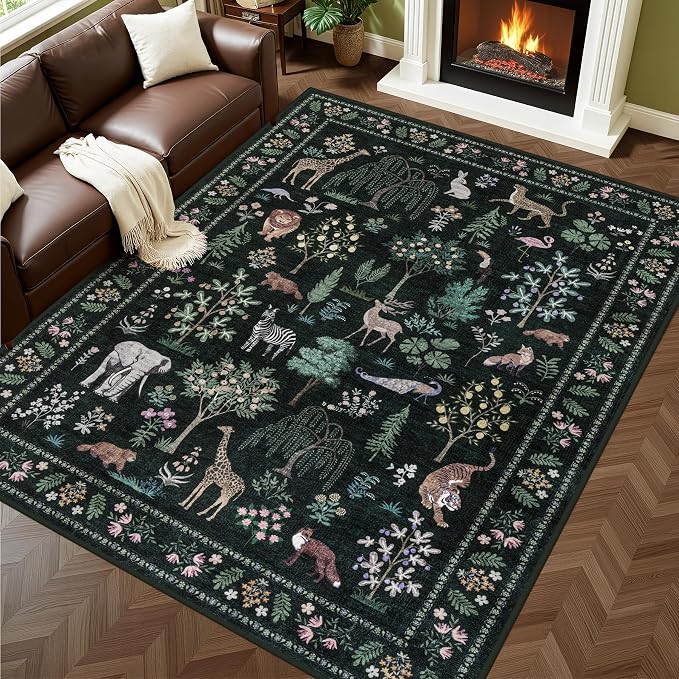 5x7 Area Rugs Living Room Rug: Vintage Washable Rug Floral Soft Carpet Indoor by EXPEDIX
