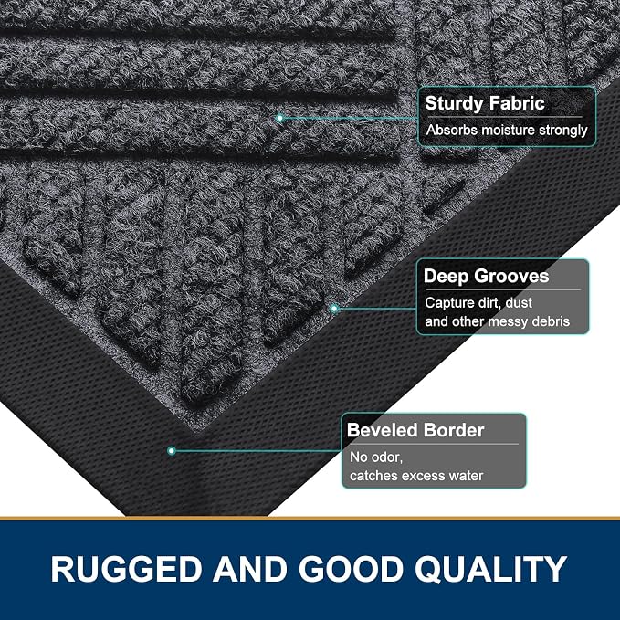Smiry Front Door Mat Outside Entrance, Heavy Duty Outdoor Indoor Mat, Natural - Image 4