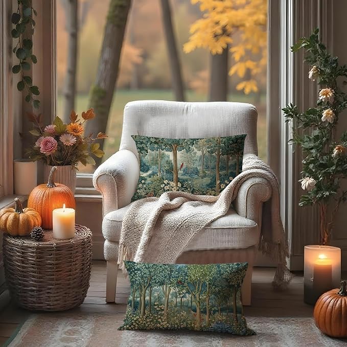 Rustic Spring Forest Pillow Covers 20x12 Double-Sided, Cottagecore Forest - Image 3