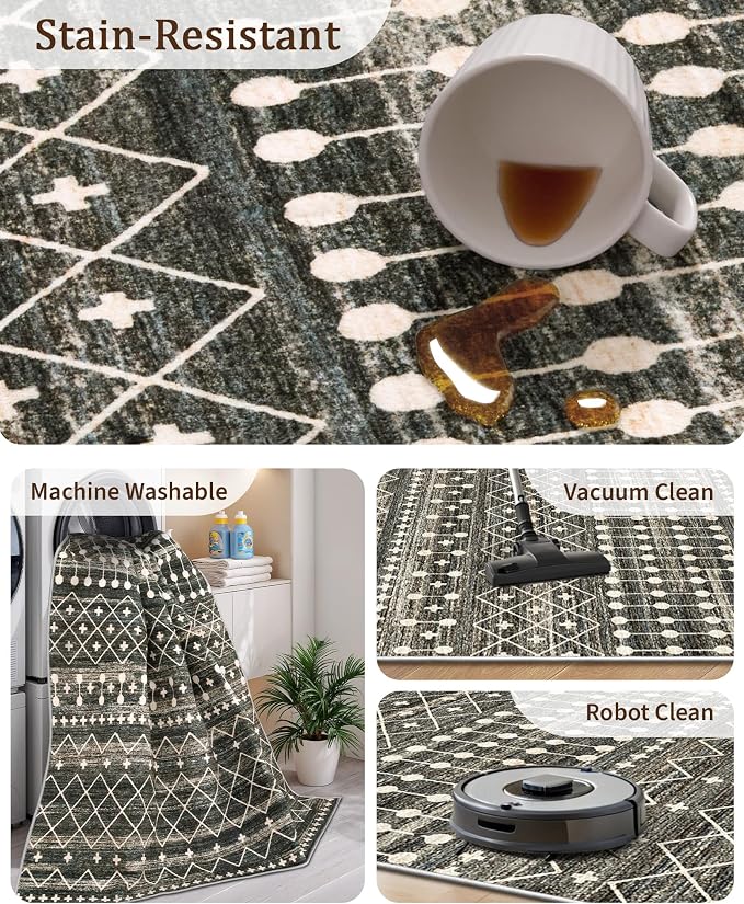 Miukiki 4x6 Area Rug for Living Room Moroccan Washable Rugs Non Slip Indoor - Image 4