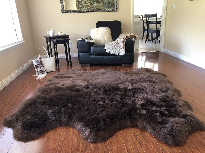 Free Shape Luxury Soft Fluffy Shag Area Rug Sexto 6 Pelts 6'x6', 180x180 cm - Image 5