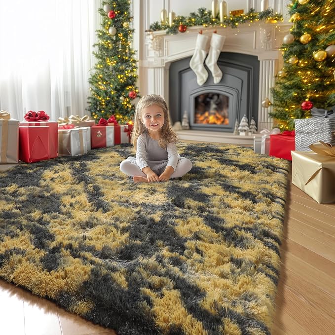 Amdrebio Black Gold Yellow Grey Rugs by Amdrebio
