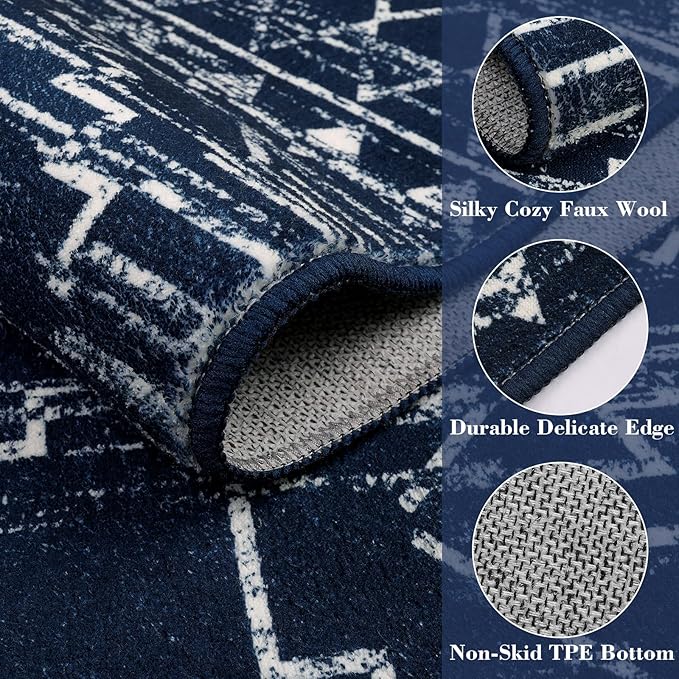 Wonnitar Moroccan 5x7 Blue Rugs - Image 3