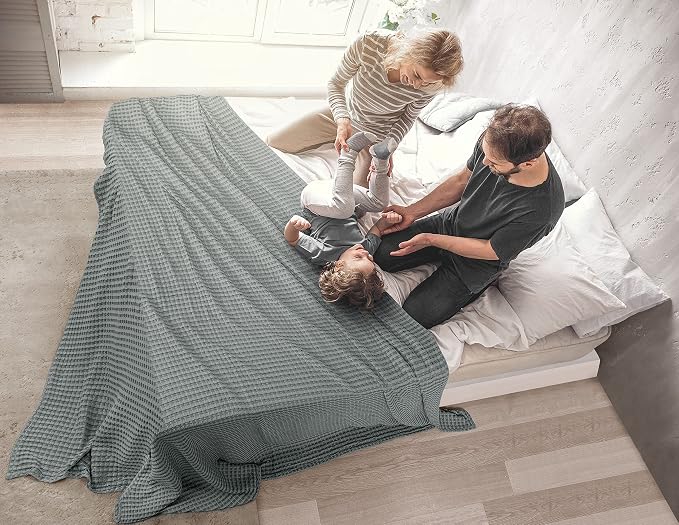 Utopia Bedding Cool Grey 100% Cotton Waffle Blanket 300 GSM Soft Lightweight - Image 7