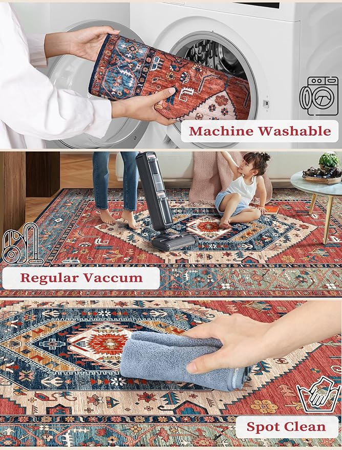 SERISSA Runner Rug for Hallways, 3x8 Washable Non Slip Kitchen Runner Rug - Image 4