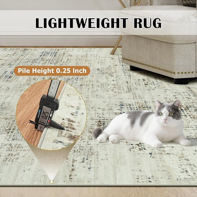 8x10 Area Rugs for Living Room Washable Rug: Anti-Skid Abstract Modern Living - Image 6