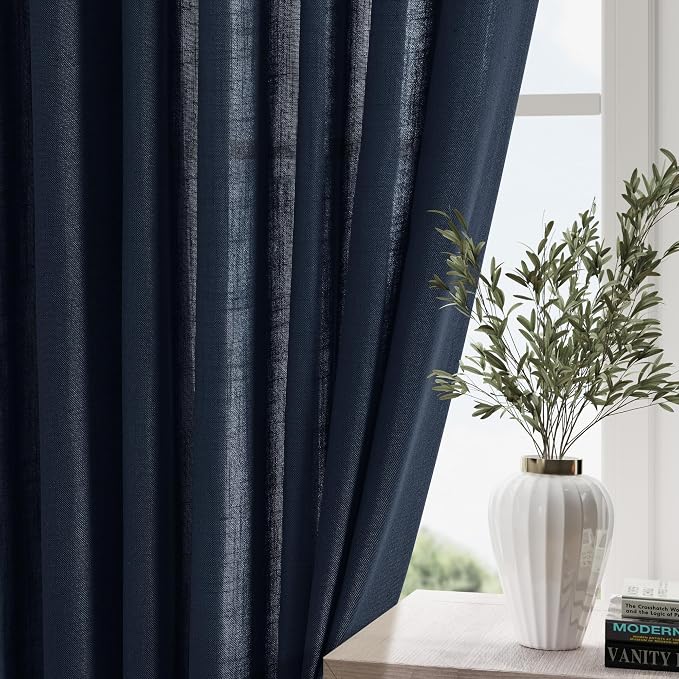 Nanspring Navy Blue Extra Long Curtain 102 inches Long 2 Panels Set - Image 2
