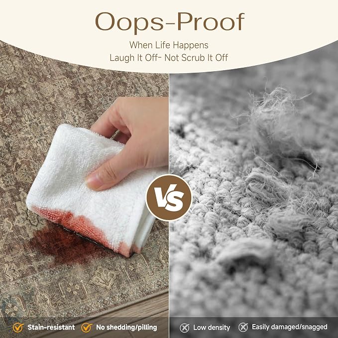 5x7 Washable Area Rug for Living Room Bedroom Vintage Rust Red Soft Low Pile - Image 7
