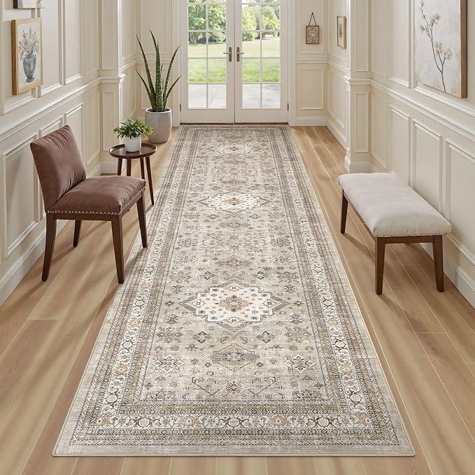 Vintage Hallway Runner Rug 3x12: Large Soft Washable Entryway - Image 4
