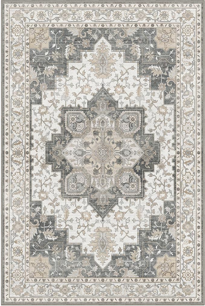 GENIMO 9x12 Area Rugs for Living Room, Non Slip Machine Washable Vintage Rugs - Image 7