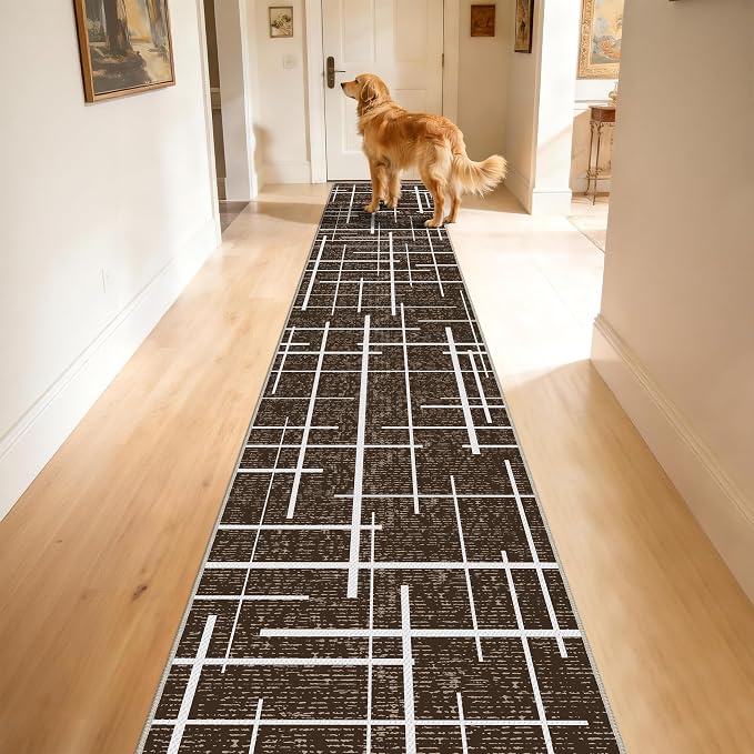 Non Slip Hallway Runner Rug 2x10, Washable Long Rug, Woven Thin Low Pile Carpet by TTelephant