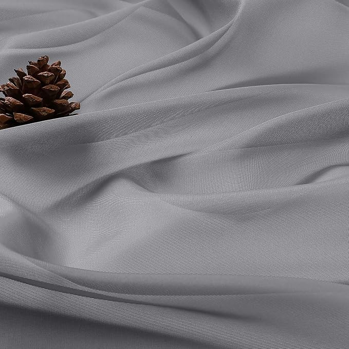 OWENIE Extra Long Grey Sheer Curtains 96 Inches Long 2 Panels Set, Soft - Image 8