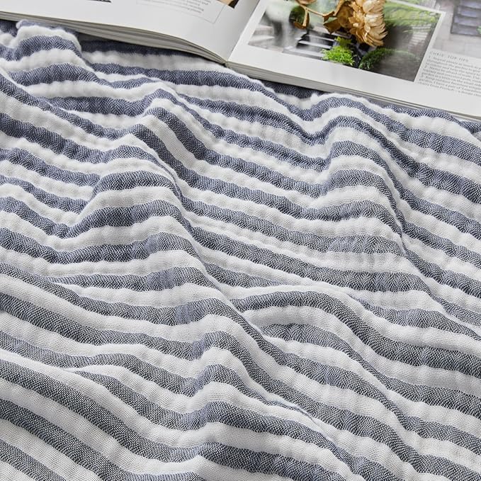 EMME Cotton Muslin Queen Blanket Bed Layering Bedspread Coverlet Breathable by EMME