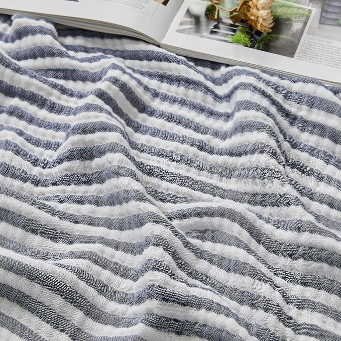 EMME Cotton Muslin King Blanket Bed Layering Bedspread Coverlet Breathable by EMME