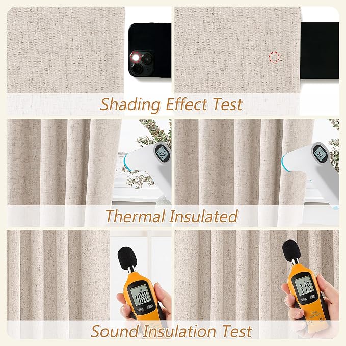 Guken Oatmeal 100% Blackout Curtains 90 Inch Length 2 Panels Set - Image 5
