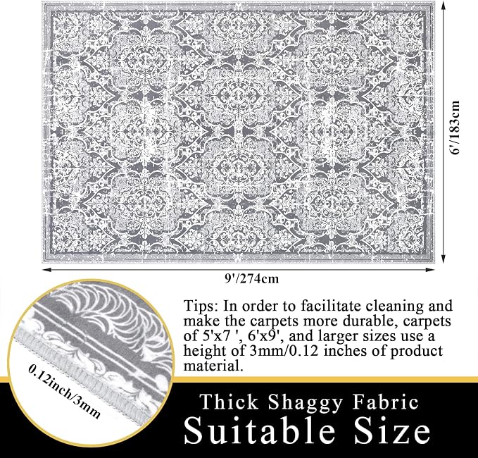 Vaukki Living Room Rug, Vintage Shaggy Soft Laundry Rug, Non Slip Kitchen Area - Image 2