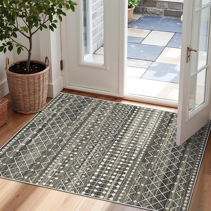 Miukiki 2x3 Entryway Rug Moroccan Washable Non Slip Indoor Floor Carpet by Miukiki