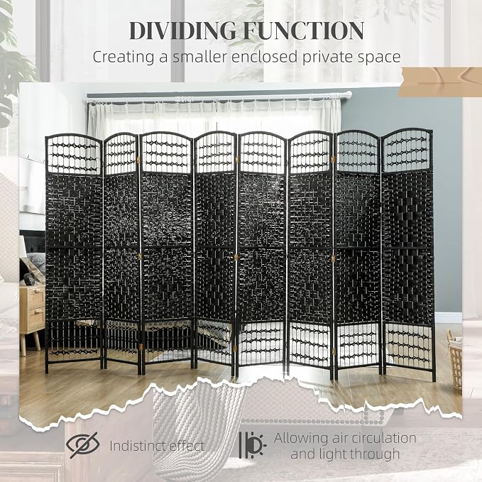 HOMCOM 8 Panel Room Divider, Folding Privacy Screen, 5.6' Room Separator - Image 6