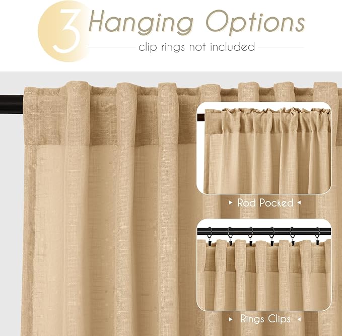 Tan Linen Curtains 96 inches Long - Image 2