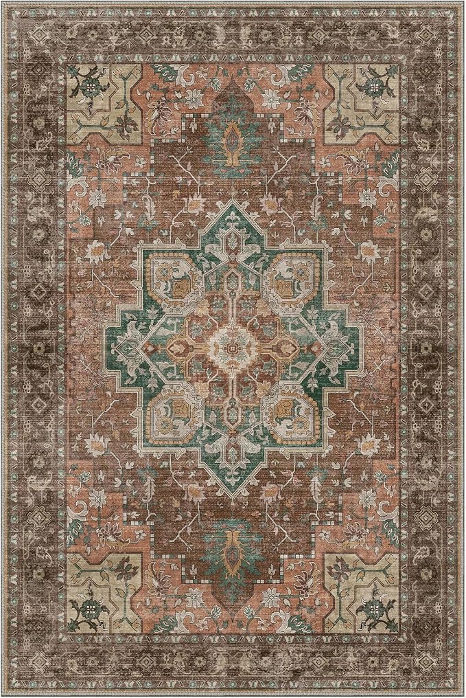 GENIMO 9x12 Area Rugs for Living Room, Non Slip Machine Washable Vintage Rugs - Image 7