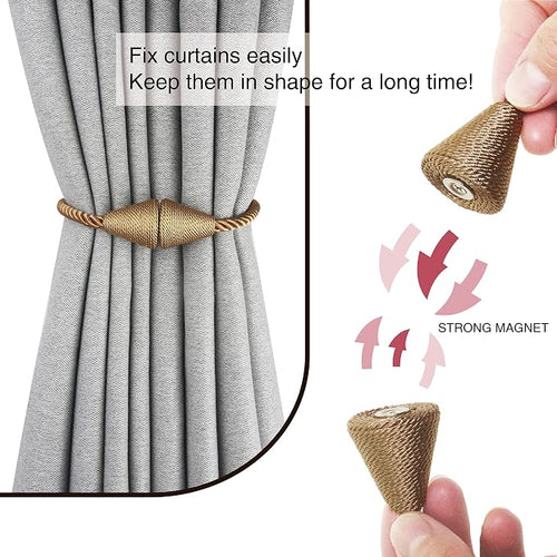 2 Pack Magnetic Curtain Tiebacks Rope Modern Handmade Curtain Tie Backs - Image 2