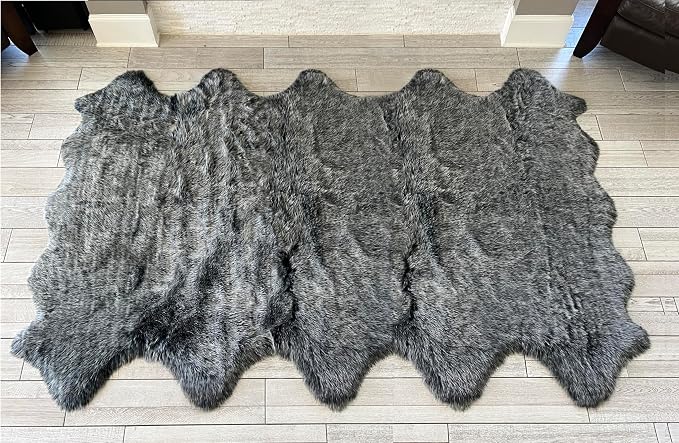 Free Shape Luxury Soft Fluffy Shag Area Rug Decto 10 Pelts 6'x10', 180x300cm by LAMBZYRUGS
