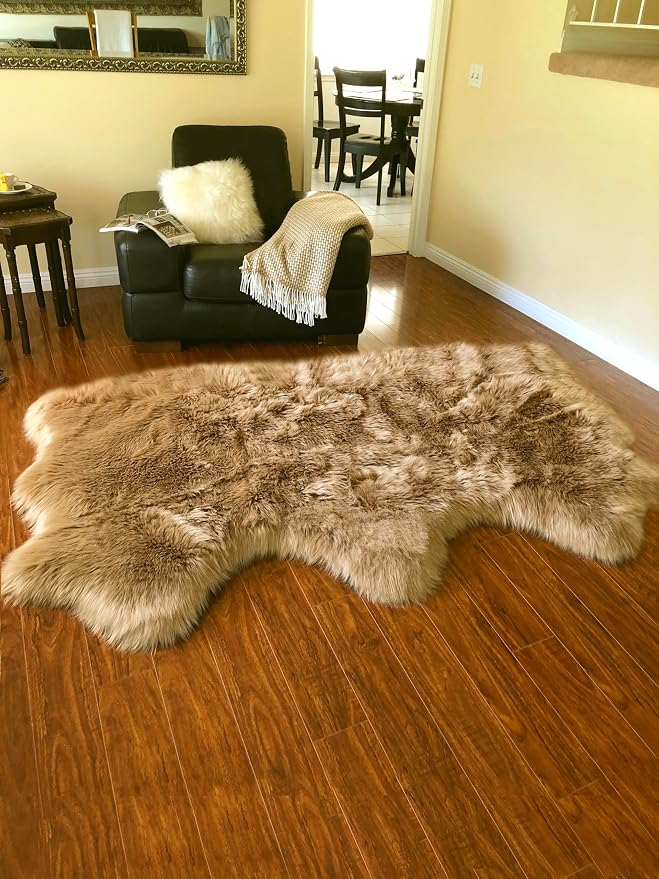 Free Shape Luxury Soft Fluffy Shag Area Rug Triple Side by Side 3'x6', 90x180cm by LAMBZYRUGS