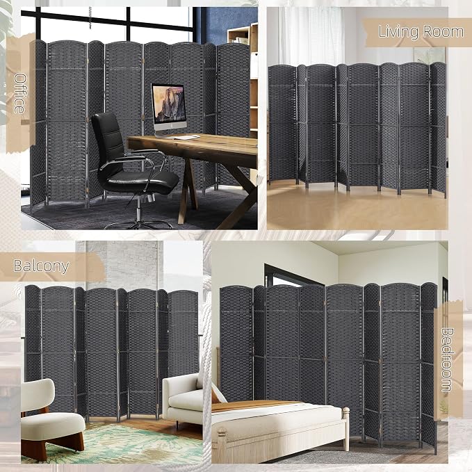 HOMCOM Room Divider, 8 Panel Folding Privacy Screen, 5.6' Tall Freestanding - Image 6