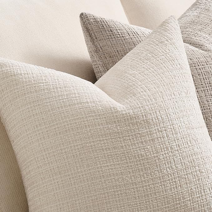 ZeeMart Fine-Textured Lumbar Throw Pillow Covers Set of 2, 12x20 Inch Ivory - Image 2