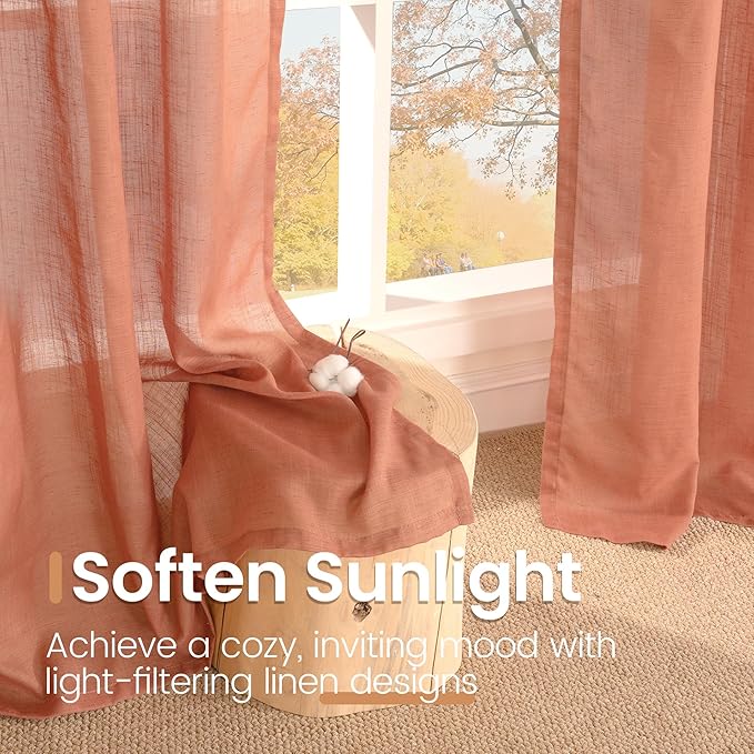BGment Linen Curtains 84 Inch Length - Image 4