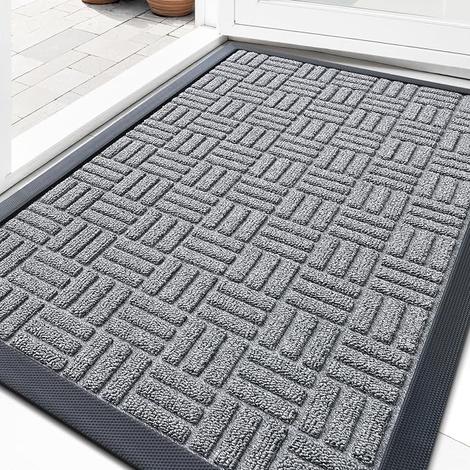 OLANLY Front Door Mat Outside Entrance 35x23, Heavy Duty Sturdy Natural Rubber by OLANLY