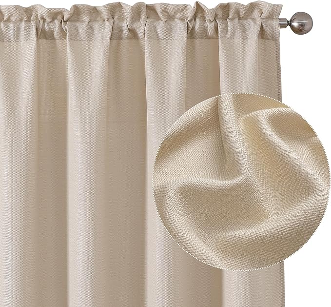 Chyhomenyc Light Filtering Curtains 84 Inch Length 2 Panels Set, Faux Linen by Chyhomenyc