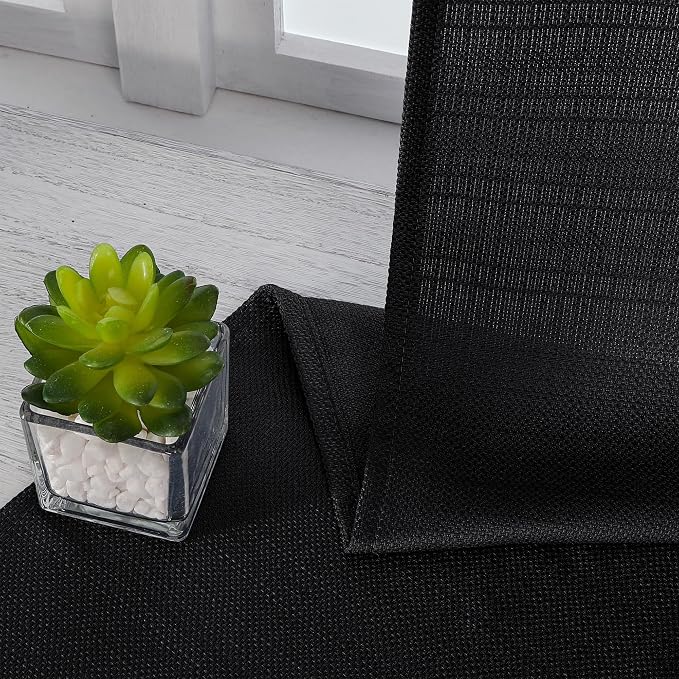 Chyhomenyc Black Curtains 63 Inch Length 2 Panels, Faux Linen Textured Semi - Image 8