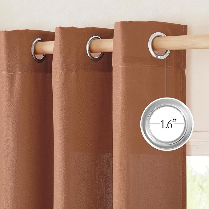 NICETOWN Caramel Short Linen Curtains - Image 2