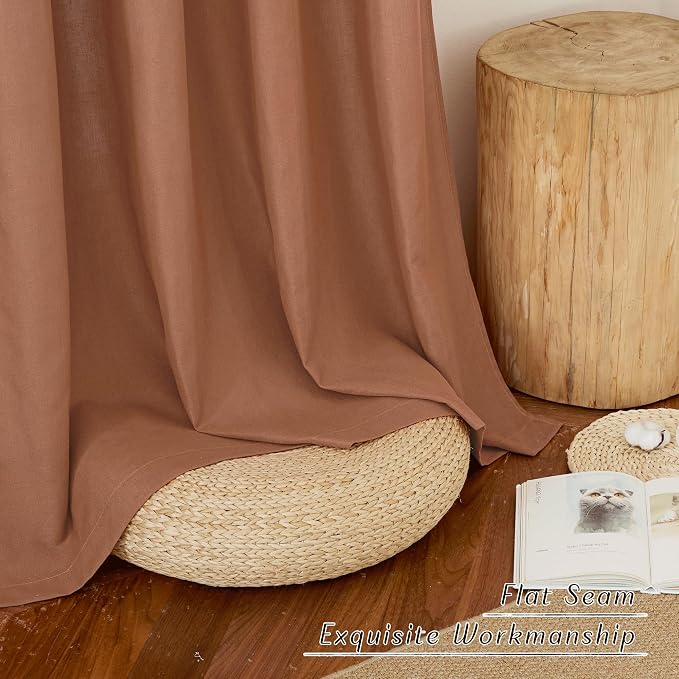 NICETOWN Caramel Linen Curtains 84 inches Long, Grommet Thick Flax Linen Window - Image 7