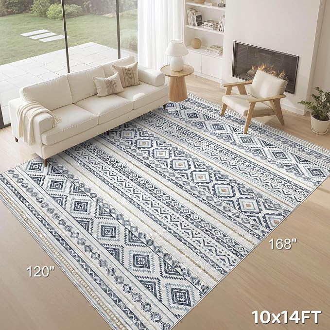 cotiled 10x14 Area Rug Living Room: Washable Boho Rugs - Image 9