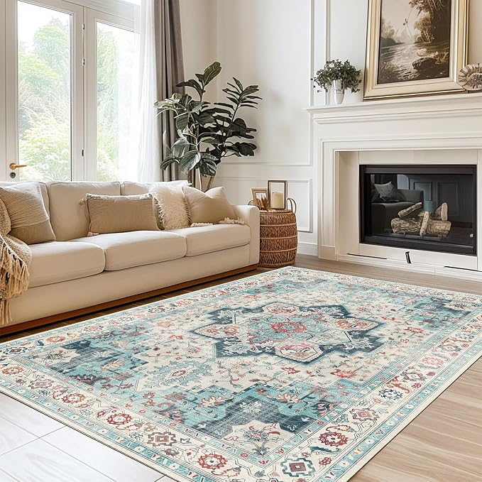 GENIMO 8x10 Area Rugs for Living Room, Machine Washable Non Slip Rugs, Low Pile - Image 4