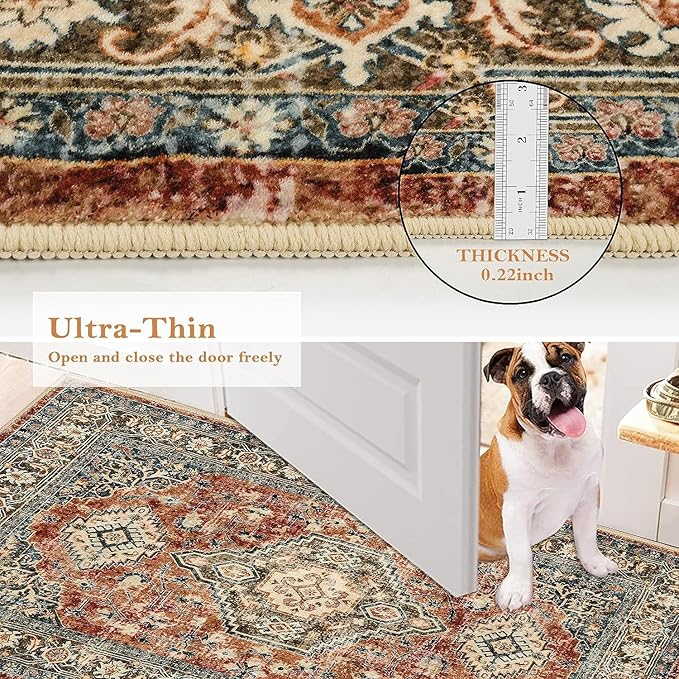 Lahome Oriental Hallway Runner Rug, 2.5x10 Washable Runner Ultra-Thin Hallway - Image 6